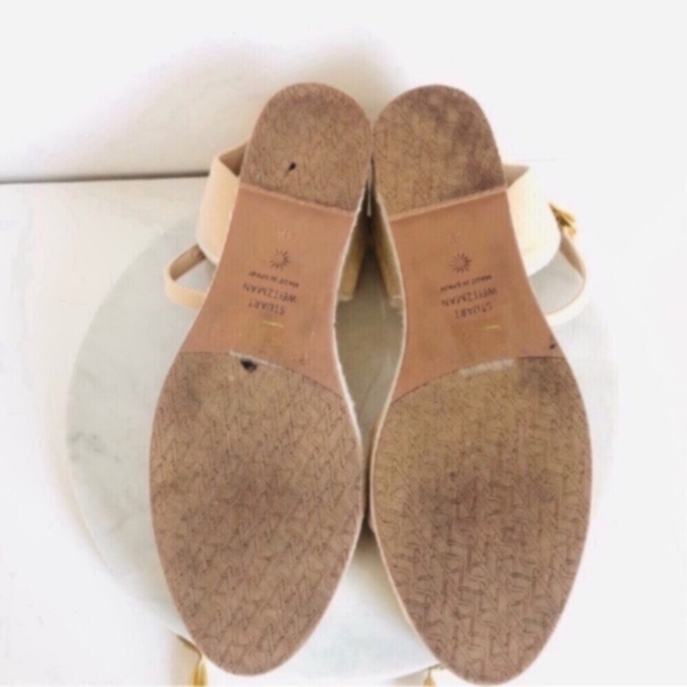 STUART WEITZMAN MIRELLA Cream Crisscross Wedge Espadrille Sandals - Picture 14 of 16